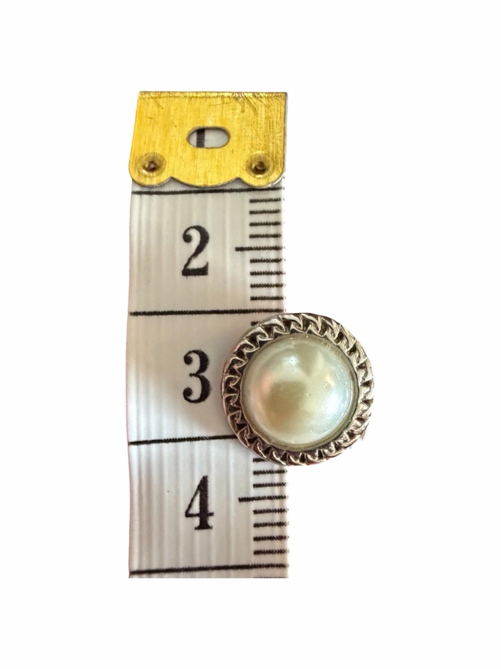 Silver Faux Pearl Stud Earrings Rope Border Classic Vintage Style - Picture 6 of 8